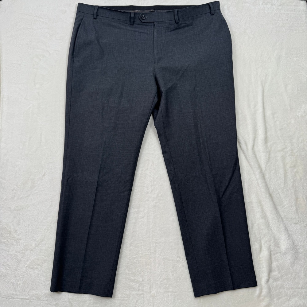 Ralph Lauren Dress Pants Mens Charcoal Grey Wool Flat Front Straight Trousers